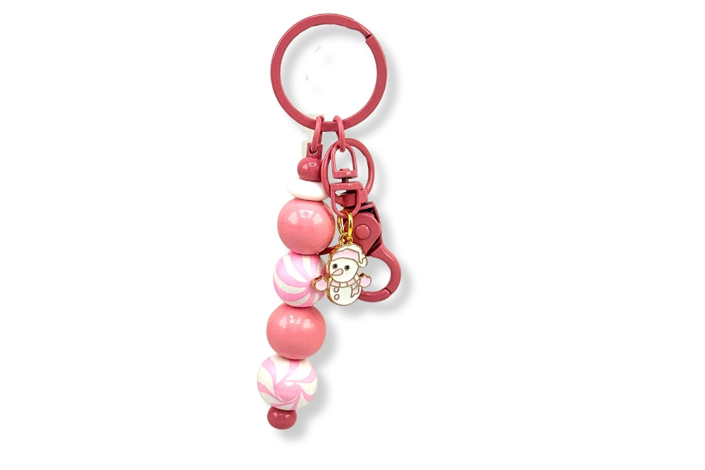Pink Snowman Keychain