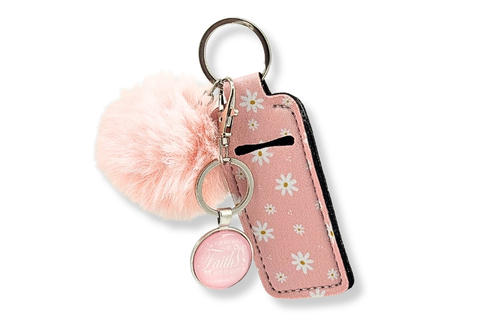 Pink Faith Chapstick Keychain